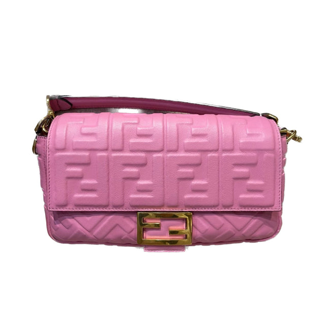 Sold FENDI Baguette Pink Leather 3D FF Motif Crossbody bag